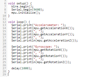 Coding for MPU-6050 with Arduino